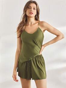 Ocili Conjunto de ropa de dormir de satén suave y suave para mujeres