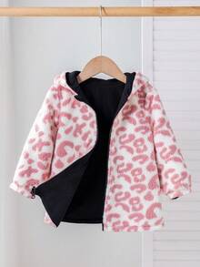 SHEIN Áo khoác có mũ lót giữ nhiệt họa tiết da báo cho bé gái, đa năng cho mùa thu/đông - Nhiều màu - Xem 7