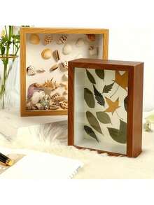 SHEIN 1pc Elegant 3D Shadow Box Display Stand For Herbaria, Tickets And Souvenirs - Wooden Cutout Design With Glitter Details, Perfect For Wall Or Tabletop Decoration, Home Decor Room Decoration Artificial Gifts Birthday Graduation