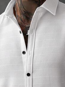 Manfinity CasualCool Áo sơ mi dài tay trơn màu thường ngày dành cho nam - trắng - Xem 3