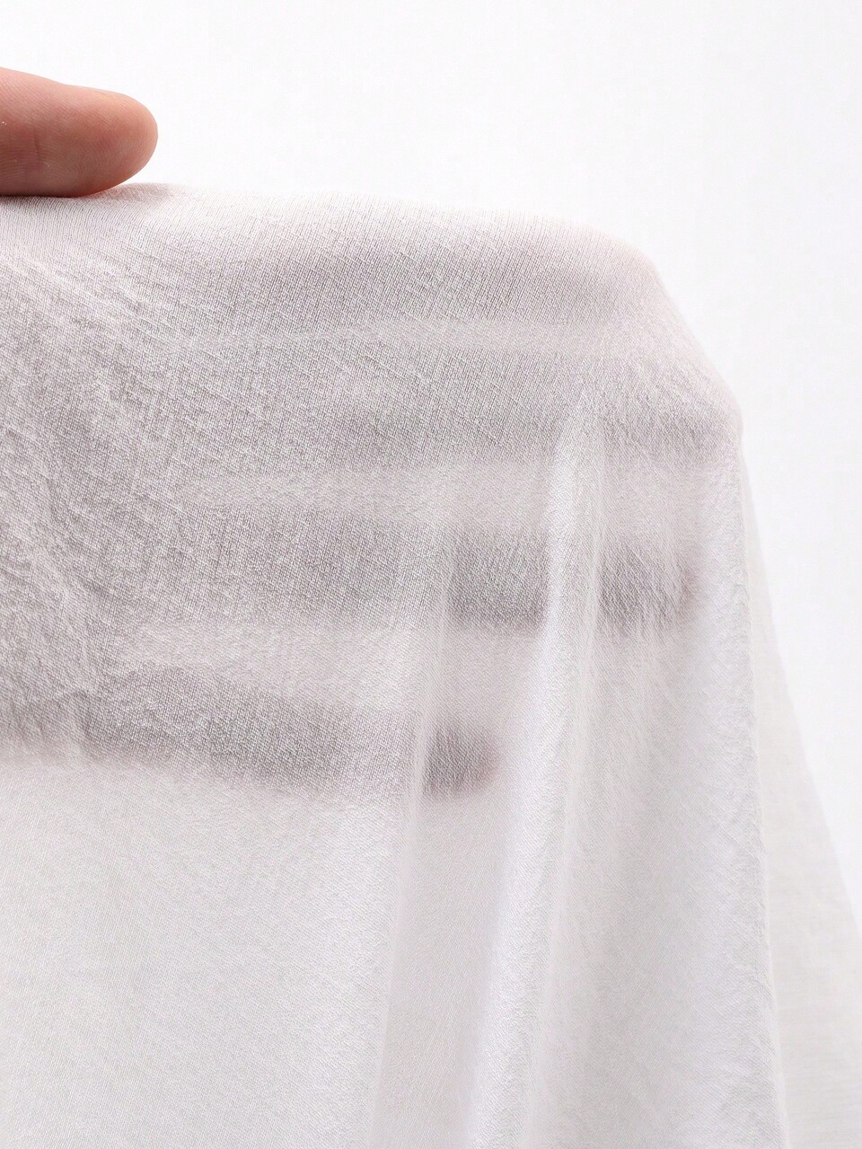 Women's Solid Color Frill Trim V-Neck Lantern Sleeve White Blouse, Spring/Autumn Long Sleeve Top