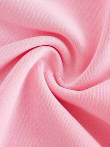 SHEIN Quần nỉ dệt kim màu hồng nhạt có dây rút tương phản, dáng rộng thoải mái, phong cách học viện thể thao cổ điển, thường ngày cho nữ sinh trung học - Màu Hồng baby - Xem 6