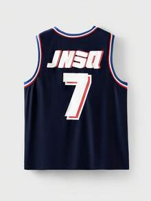 JNSQ Outdoor Professional Sports Vest Jersey, Children's Patchwork Contrast Color Front Number Print Outdoor Professional Sports Vest Jersey Top - Blue - View 5