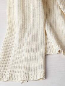 Franclia 法式镂空透视长袖针织衫，女士轻薄宽松套头毛衣，露背设计，贝壳纽扣装饰，适合春秋季返校季、秋冬季节穿着，优雅时尚，休闲通勤、商务办公、日常休闲百搭，都市教师职业装。 - 米色 - 查看 4