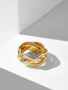 MOTF PREMIUM Anillo abierto trenzado enchapado en oro de 18K - Dorado - Ver 6