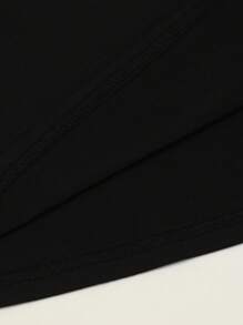 SHEIN CURVE+ Áo thun in hình phù thủy đội mũ Halloween cỡ lớn, thời trang thường ngày, áo thun cổ tròn cỡ lớn dành cho nữ, phù hợp cho mùa xuân và mùa hè - màu đen - Xem 5