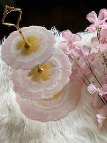 3 件树脂三层水果盘模具、带支架的树脂支架模具、环氧树脂分层托盘模具、树脂和硅胶铸造模具以及用于制作服务台的五金配件 - 白色 - 查看 3