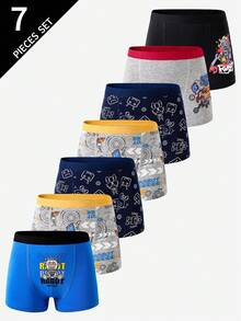 7件装男童纯棉舒适可爱科幻机器人印花三角裤 - 彩色 - 查看 2
