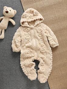 SHEIN 新生儿男女宝宝可爱小熊造型毛绒连体衣，秋冬季宝宝万圣节服装，男女宝宝冬季服装针织连体衣 - 彩色 - 查看 8