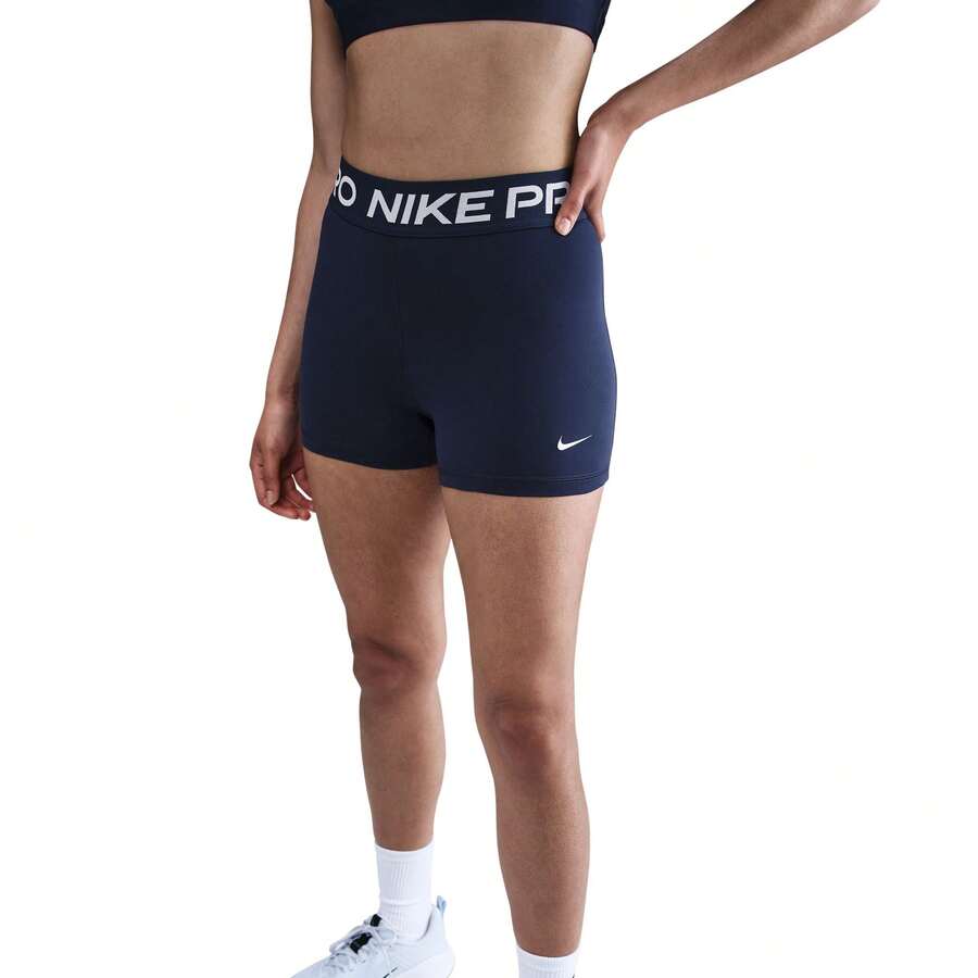 Nike شورت نسائي نايك برو 365 بطول 3 بوصة، لون أزرق منتصف الليل/(أبيض) - أزرق داكن/(أبيض) - مشاهدة 1
