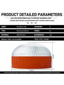 1 件，LED 汽车应急灯、车辆警示灯、户外应急灯、应急警示灯、交通应急灯、磁性安装、应急闪光灯、户外露营应急灯、AAA 电池（不含）、易于更换电池、操作简单、白光和黄光