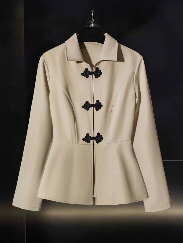 Franclia Fashionable & Elegant Long Sleeve Jacket With Button Closure, Suitable For Commuting