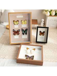 SHEIN 1pc Elegant 3D Shadow Box Display Stand For Herbaria, Tickets And Souvenirs - Wooden Cutout Design With Glitter Details, Perfect For Wall Or Tabletop Decoration, Home Decor Room Decoration Artificial Gifts Birthday Graduation