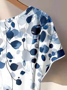 EMERY ROSE Conjunto de 2 piezas de talla grande con elegante estampado azul y blanco para vacaciones - Multicolor - Ver 4