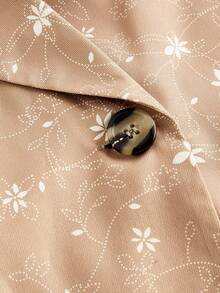 SHEIN MOD 秋冬大码碎花无袖风衣夹克 - 棕色 - 查看 8