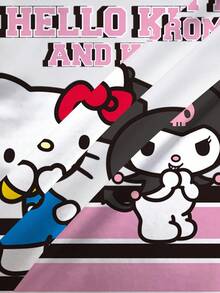 HELLO KITTY AND FRIENDS | SHEIN Women's Casual Cute Cartoon & Letter Graphic Contrast Striped Short Sleeve T-Shirt, Summer