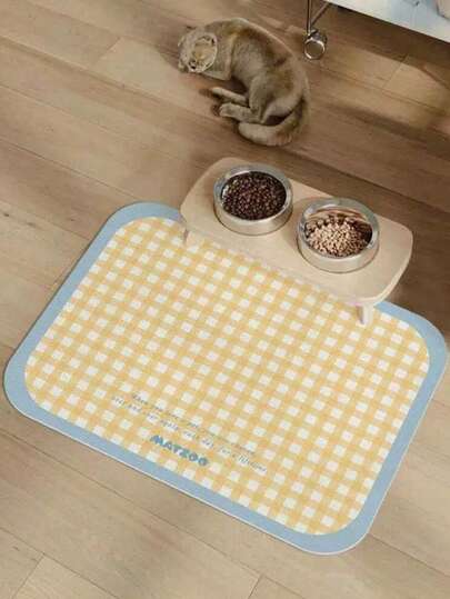 SHEIN Tapete de alimentação para cães e gatos à prova d'água e respingos - Fácil de limpar, resistente a arranhões, feito de mistura de terra diatomácea