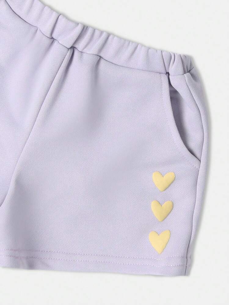 Self Love Crew T Shirt With Matching Shorts Hearts Print