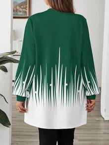 EMERY ROSE Áo khoác dáng rộng tay dài màu tương phản cỡ lớn cho nữ, dáng rộng, hở trước - Màu xanh lam - Xem 2