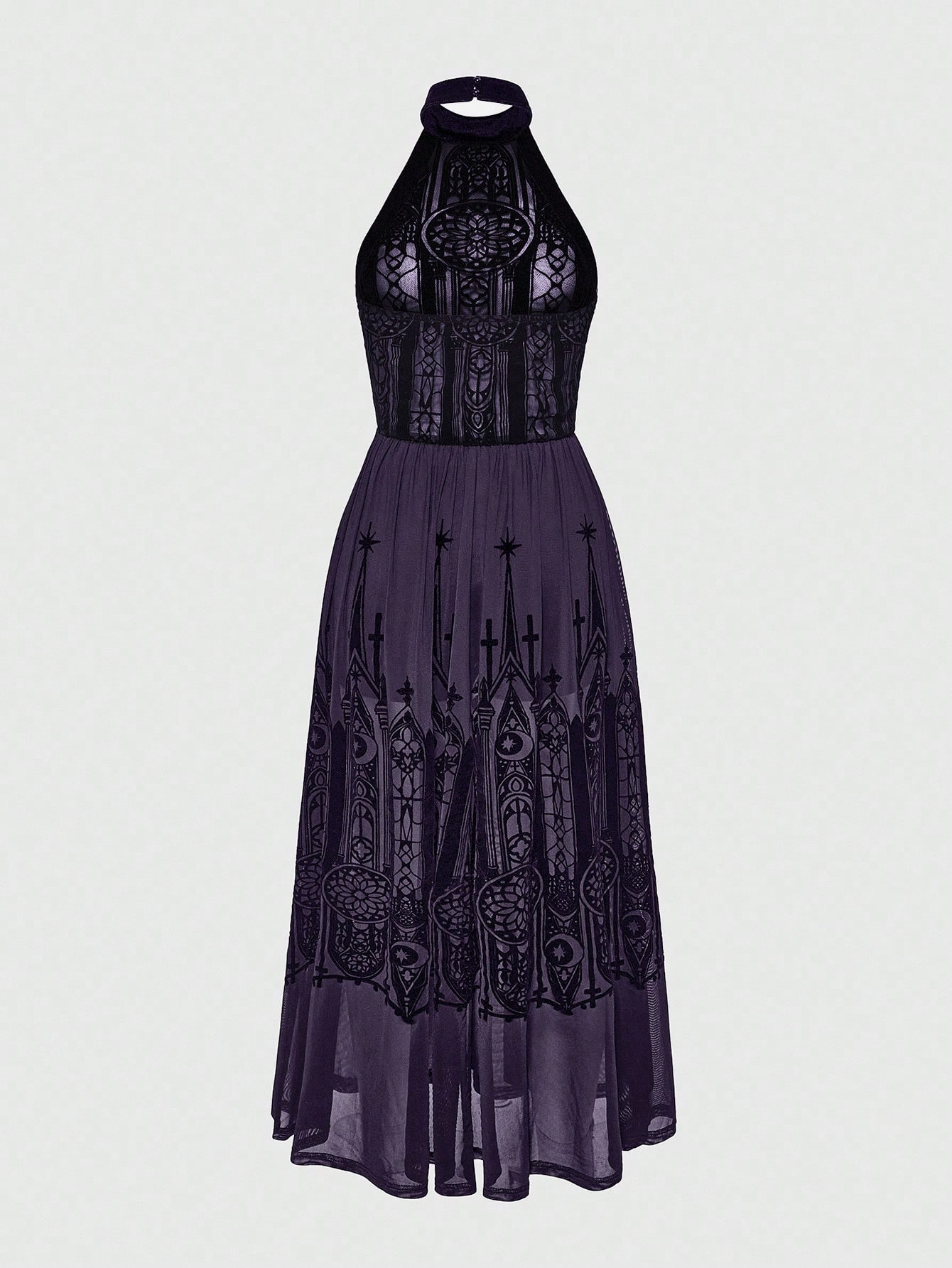 Our Women's Halter Vintage Gothic Castle Flocked Pattern Dress is such a  vibe - ROMWE