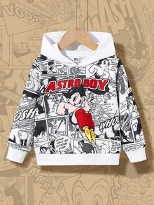 Astro Boy X SHEIN Young Boy Cartoon Graphic Loose Fit Sweatshirt, Casual Outdoor Streetwear - White - View 1
