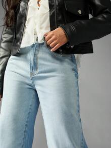 MISSGUIDED Premium High Rise Wide Leg Jeans Retro Style Vintage Light Wash Denim Pants Classic Casual Streetwear Fall Winter Fashion