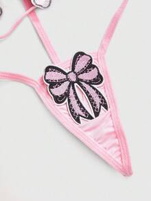 ROMWE J-Fashion Bộ đồ liền thân nơ gợi cảm thời trang Y2K dành cho nữ - Hồng - Xem 4