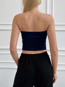 EURMUSE Bộ 2 áo crop top không tay xếp nếp màu trơn cho nữ - Nhiều màu - Xem 3