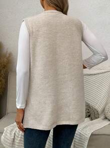 SHEIN 孕妇V领双口袋休闲针织背心，秋冬