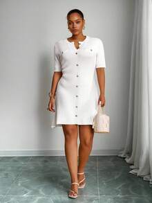 Veslaya Hàng mới về mùa Thu & Đông, Váy len cỡ lớn dành cho nữ mùa Thu - trắng - Xem 8