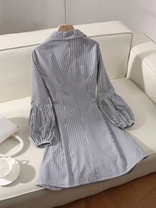 GlowEve 女式条纹灯笼袖收腰休闲连衣裙 - 彩色 - 查看 2