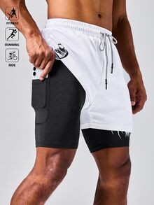 Acti Log 男士休闲印花运动短裤 - 白色 - 查看 4