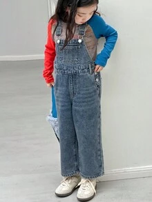 DAZY 年轻女孩休闲韩版风格做旧洗水连体裤秋冬 - 藍色 - 查看 3