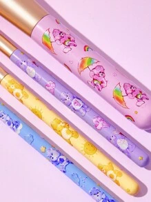 SHEIN X Care Bears 5件套卡通图案化妆刷套装，包含散粉刷+小眼影刷+大眼影刷+扁眉刷+收纳袋，刷毛柔软，吸粉晕染能力强，适合初学者打造精致妆容，加油熊，熊，分享熊，Funshine熊 - 彩色 - 查看 5