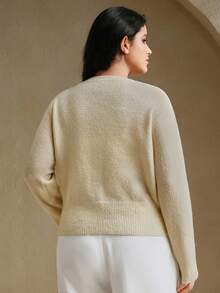 Anewsta Embroidered Knit Pullover Sweater,Sage Green,Autumn,Elegant,Wedding Guest,Chic Winter New Year Christmas Work Graduation Wedding Formal Party Sweater - Apricot - View 3