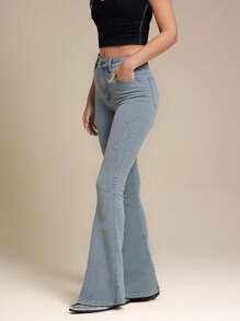 WESTFADE Vaqueros de tiro alto con patas acampanadas, estilo country western, con tachuelas, para la vaquera de Nashville - Lavado ligero - Ver 2