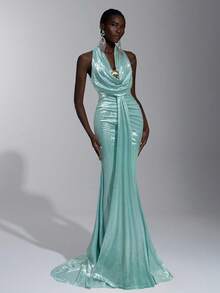 Elitara Elegant, Romantic, Sexy, Minimalist, Stretchy, Strapless, Backless, Bodycon, Plunging Neckline, Fishtail Hem, Trailing, Fashionable, Influencer Style, Holiday, Vacation, Birthday Party, Wedding Event, Bridesmaid Dress - Baby Blue - View 5