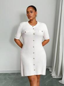 Veslaya Hàng mới về mùa Thu & Đông, Váy len cỡ lớn dành cho nữ mùa Thu - trắng - Xem 3