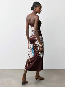 Maija Váy họa tiết hoa thanh lịch giản dị, thích hợp đi biển, lễ hội âm nhạc, khách dự tiệc cưới, tiệc sáng muộn, phong cách Boho, trang phục sinh nhật nữ, thu/đông - Màu Đỏ Sâu - Xem 4