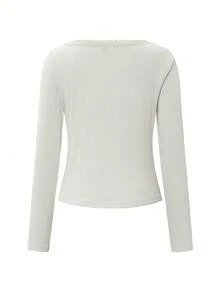 Almamuse Women's Sweet Lace Trim Long Sleeve T-Shirt, Slim Fit 3-Button Casual White Tee Tops Summer Lace Trim Long Sleeve Top White Button Down Top White Lace Trim Top Long Sleeve White Top Cute White Tops For Women - White - View 6