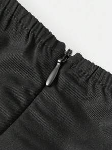 SHEIN Girlism Young Girl Casual Double-Layered Skirt With Ruffle Hem & Side Tie, Great For Casual & Daily Wear & School Daily In Autumn & Winter, Mom And Daughter Matching,Sister And Me Matching - Black - View 4