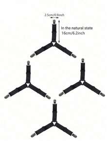 SHEIN 4pcs Adjustable Bed Sheet Fasteners, Triangular Bed Sheet Clips, Blanket Anti-Slip Fixers, Suitable For Bedsheet, Sofa Covers