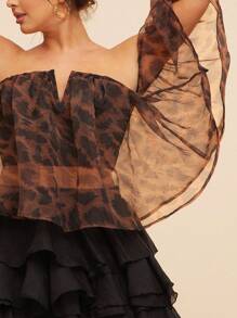 Vixey 露肩印花欧根纱上衣，波西米亚风，波西米亚风女装，夏季上衣 - 彩色 - 查看 3