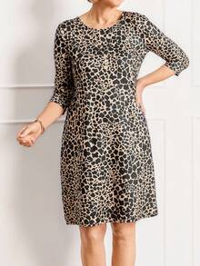 SHEIN LUNE Women's Casual & Commuter All-Over Print Dress, Spring/Autumn - Multicolor - View 4