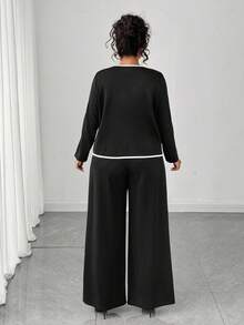 Elenzga Halloween Plus Size Co-Ords Fall Cloth For Women - Black and White - View 4