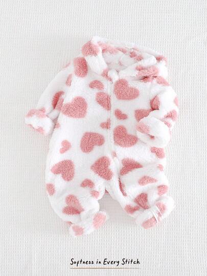 Cozy Pixies 女婴碎花加厚保暖内衬连帽长袖连衣裤