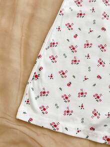 Soleia Women's Retro Red & White Ditsy Floral Lace Trim Splice Contrast Color Halter Jumpsuit With Cute Bow Decor, Ballerina Style Summer Top Summer Spring Valentine's Day Casual Vacation  Beach Wedding Birthday Going Out Elegant Casual Vacation Cute Romper Women Cotton Rompers For Women Women Summer Clothes Set Cherry Outfit Women Two Piece Set Women Short Sleeve - Multicolor - View 5