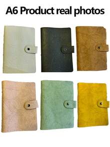 SHEIN A5/A6 活页横线/空白/方形内页笔记本书写流畅，配有可拆卸软皮封面，适用于学生文具办公用品、学校用品、返校 - 彩色 - 查看 5