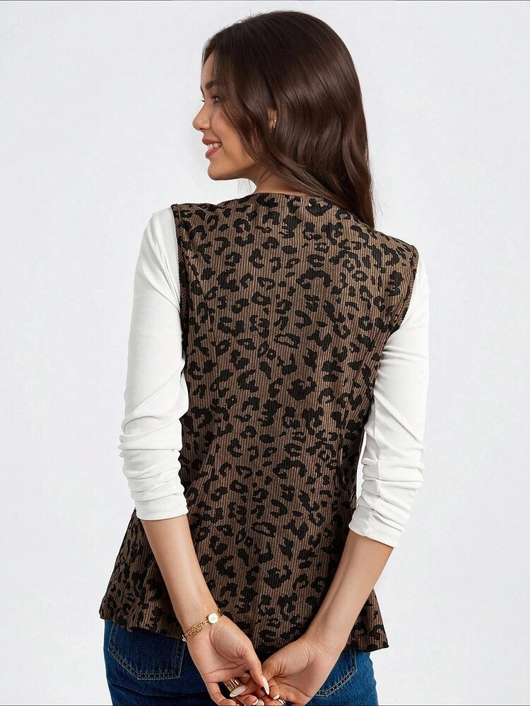 Spring For Women Women's Leopard Print Vest Jacket