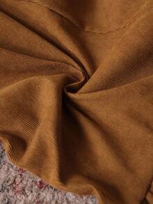 LanaWest 女式灯芯绒荷叶边口袋短裤 - 咖啡棕 - 查看 7